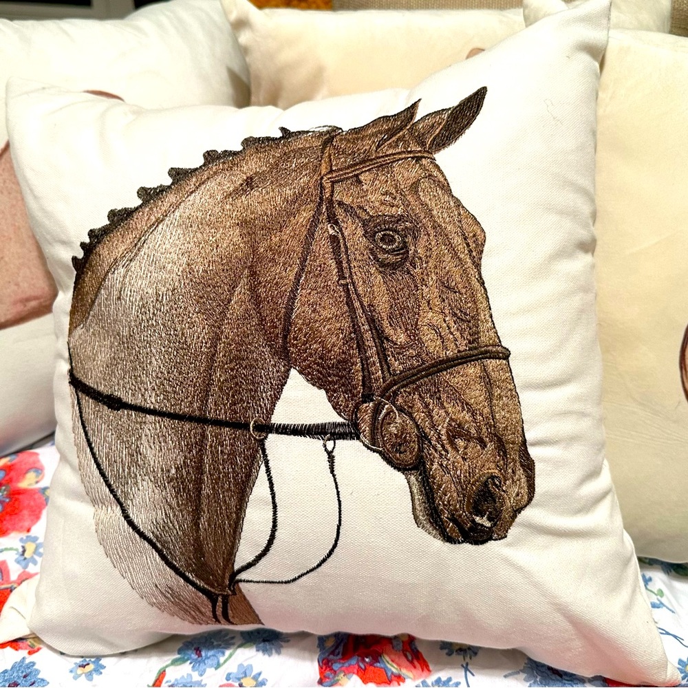 The Vintage Hunt Seat Equestrian themed 18x18 English pillow cover only!! Soft - Picture 10 of 10